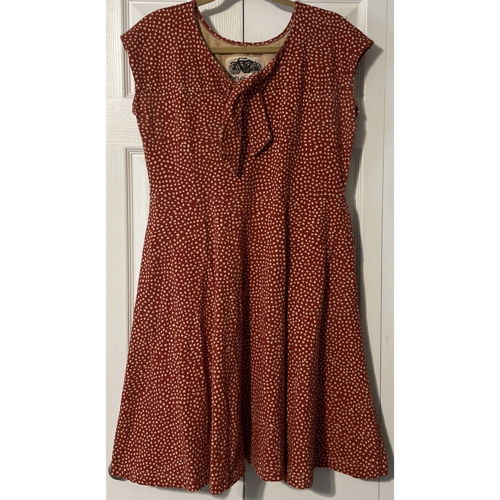 Effie's Heart The Ready Dress in Chamomile Print Burnt Orange Polka Dot Size 1X - Picture 8 of 9